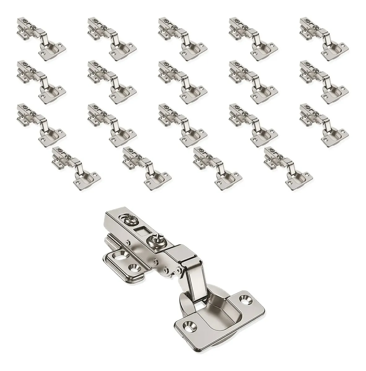 Kit 20 Dobradiças Curvas 35mm com Fechamento Suave